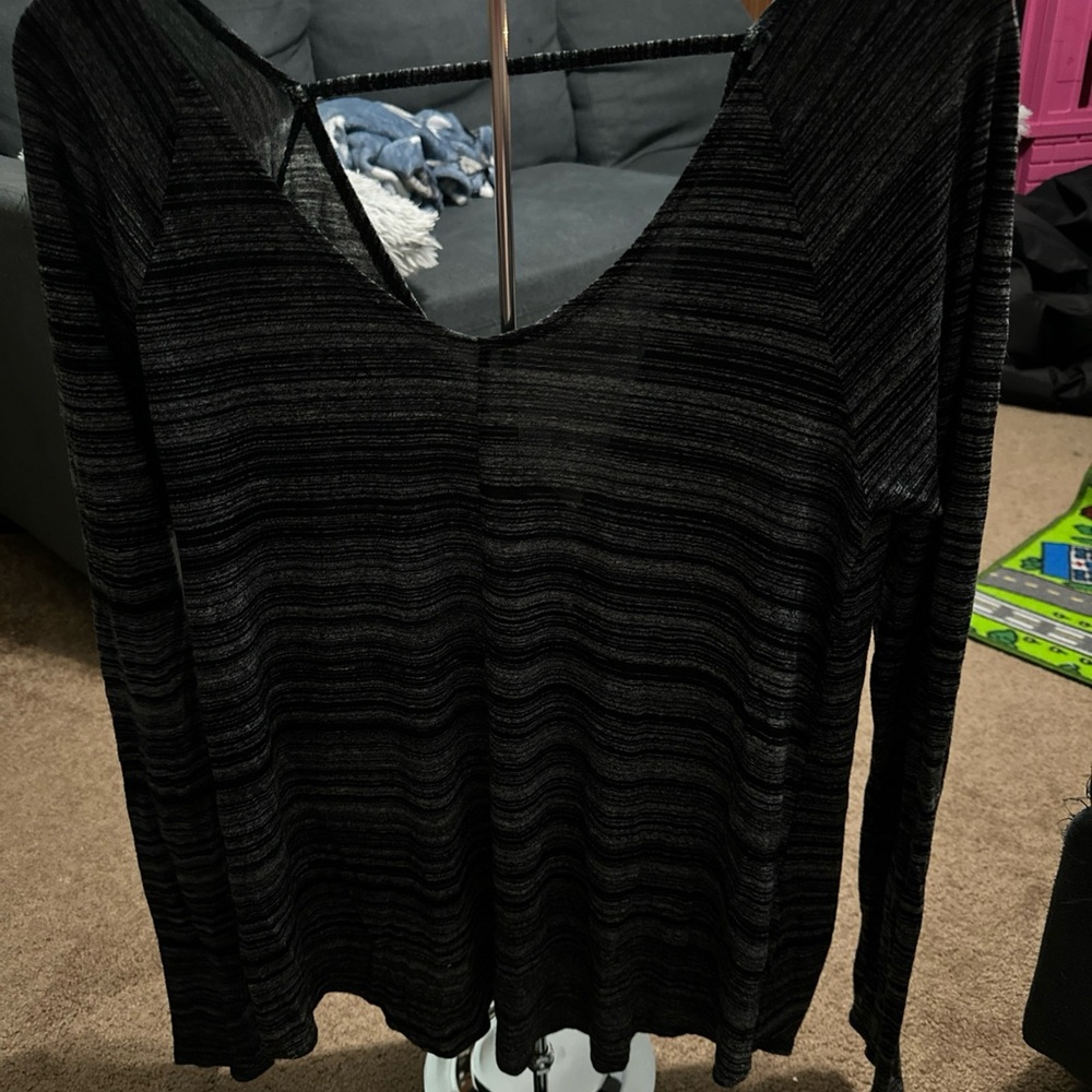 Abercrombie & Fitch Black Striped Blouse EUC
